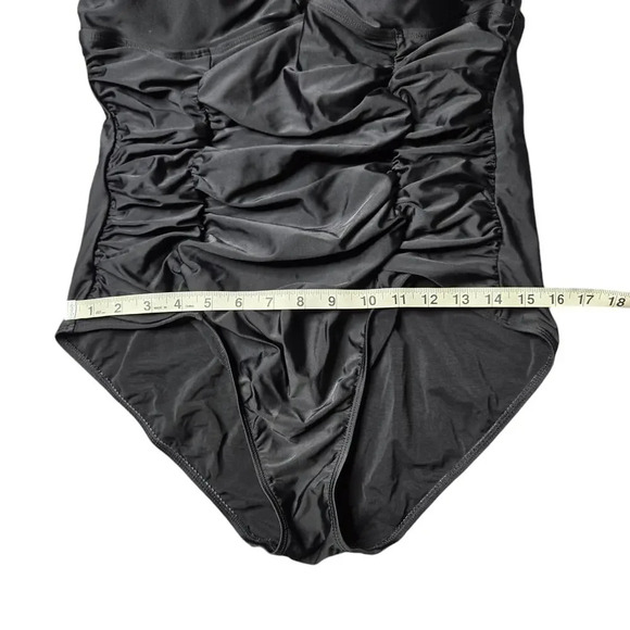 Torrid Black Lattice Fromt One-Piece Ruched Swimsuit - Picture 4 of 7